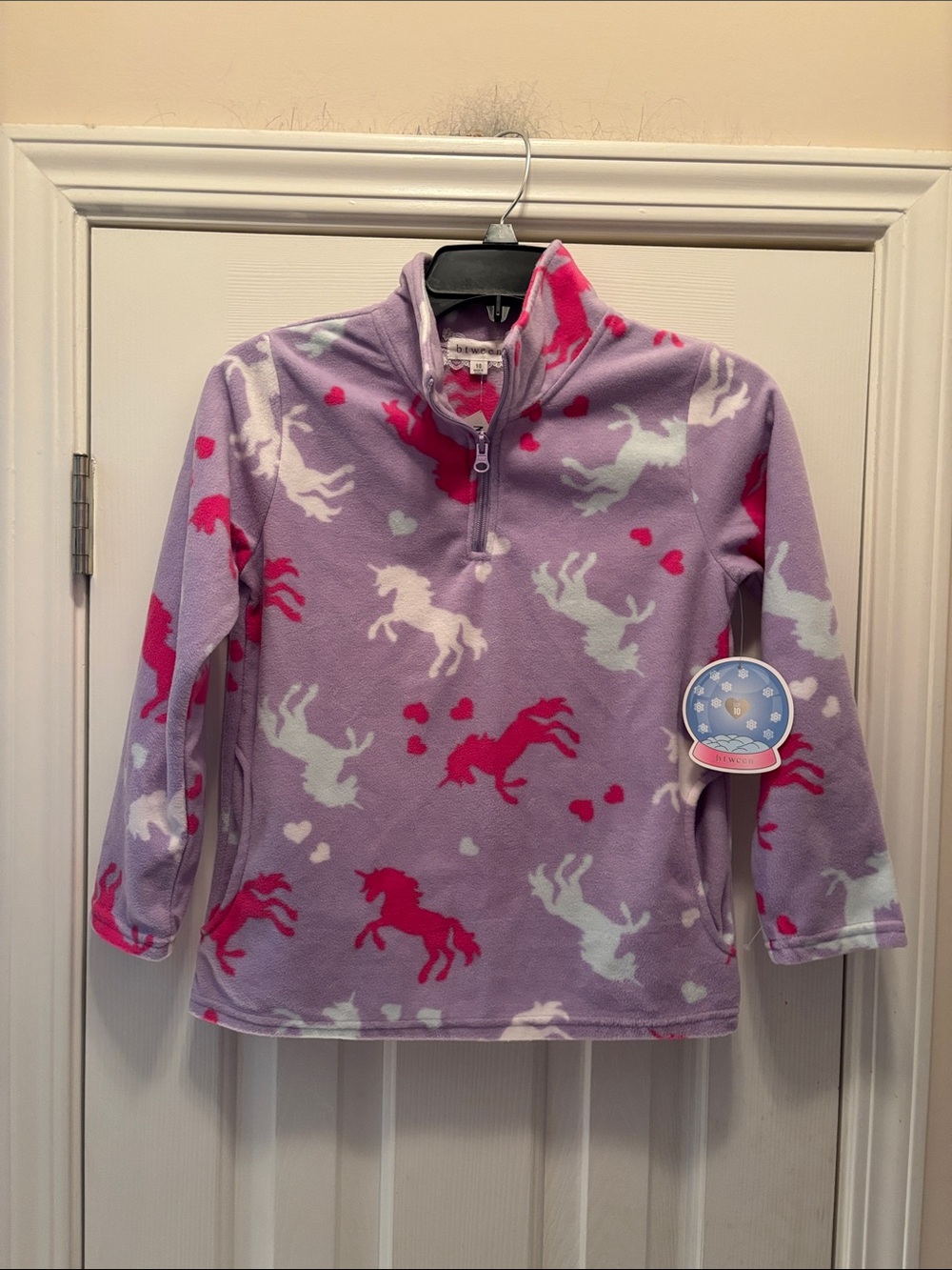 NWT btween Lavender and Pink Unicorn Quarter-Zip Fleece Pullover